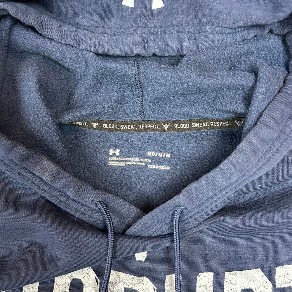 Under Armour Project Rock Disrupt Sleeveless Hoodie Mens Medium Navy Blue - Picture 7 of 8
